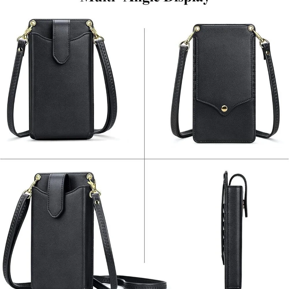 Small Crossbody Cell Phone Purse Vegan Leather RFID Card Slots Adjustable